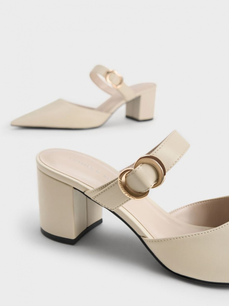Γοβεσ Charles And Keith Metallic Accent Pointed-toe κρέμα | 12763-XJSA