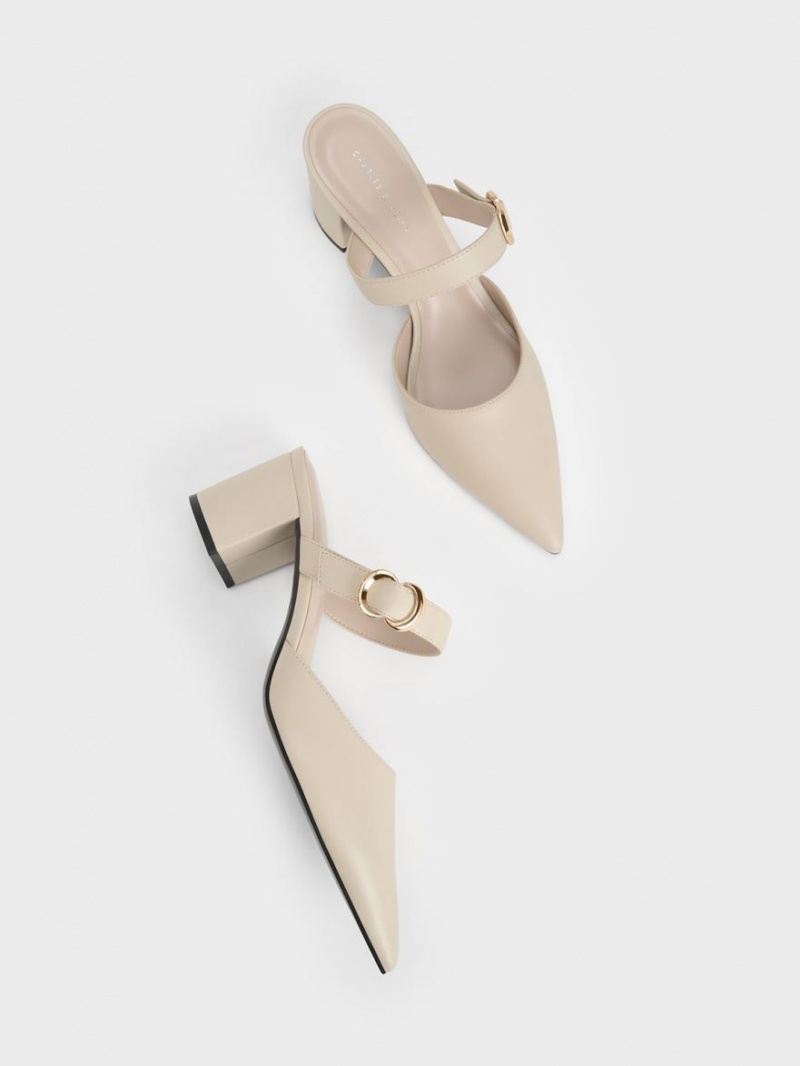 Γοβεσ Charles And Keith Metallic Accent Pointed-toe κρέμα | 12763-XJSA