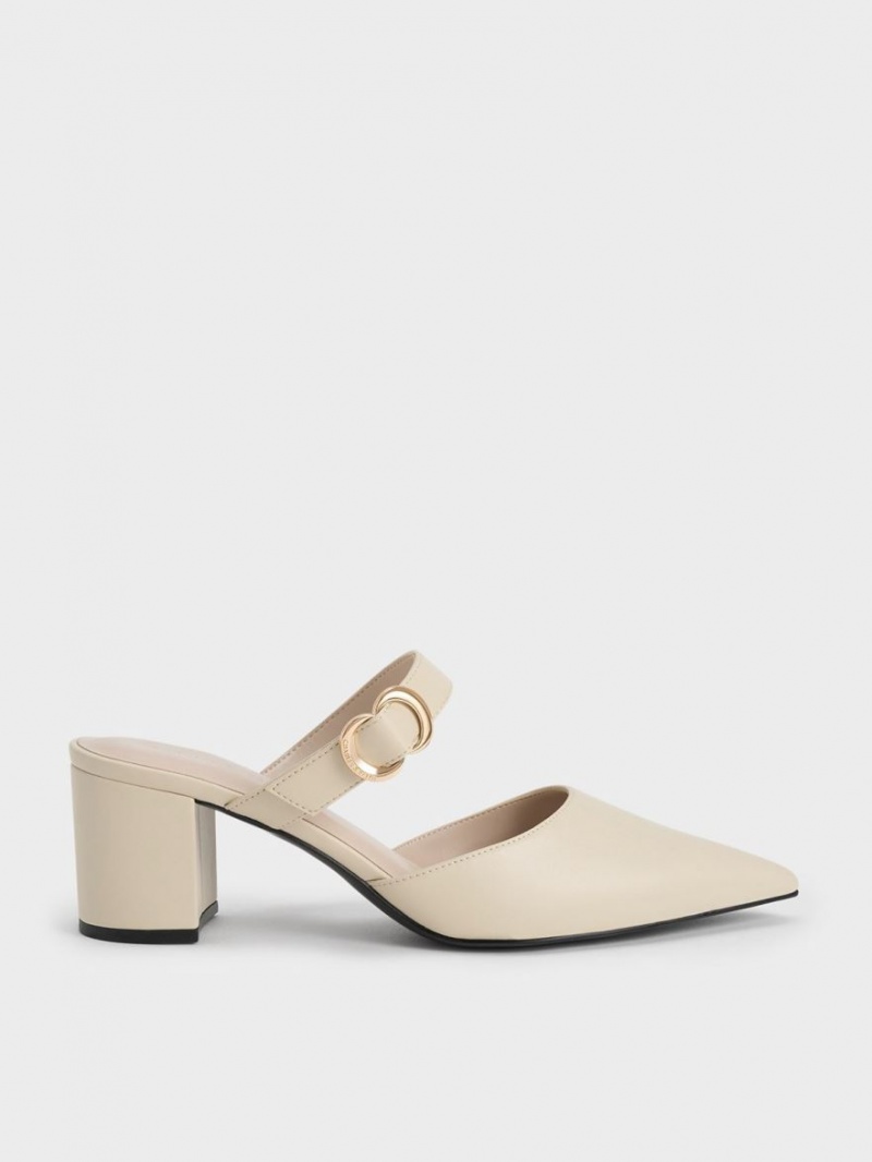 Γοβεσ Charles And Keith Metallic Accent Pointed-toe κρέμα | 12763-XJSA