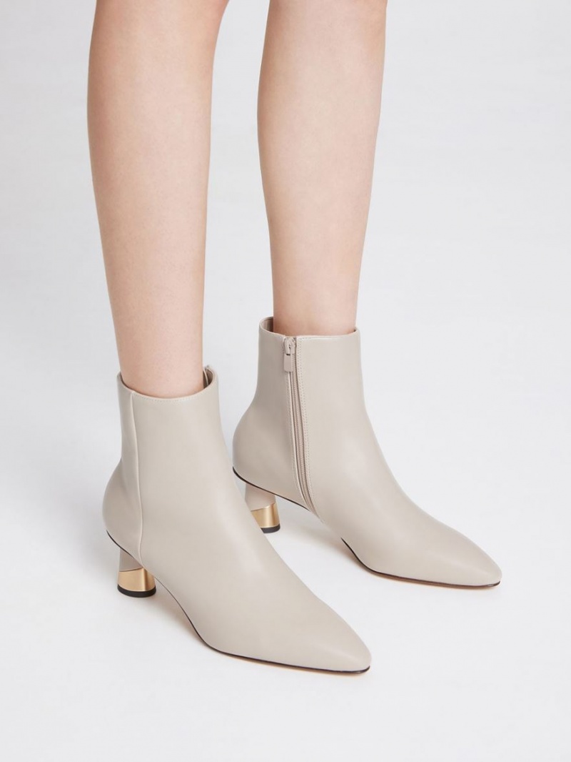 Μποτακια Charles And Keith Metallic Heel γκρι | 90364-VLWQ
