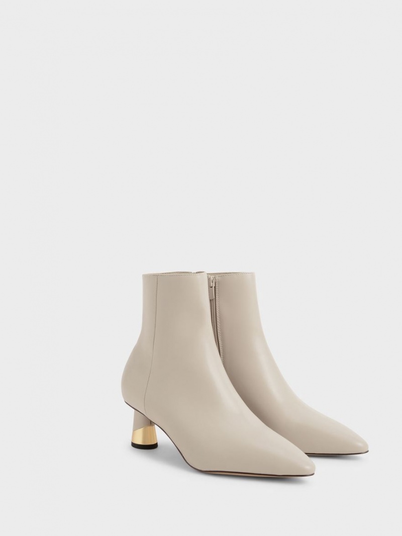 Μποτακια Charles And Keith Metallic Heel γκρι | 90364-VLWQ