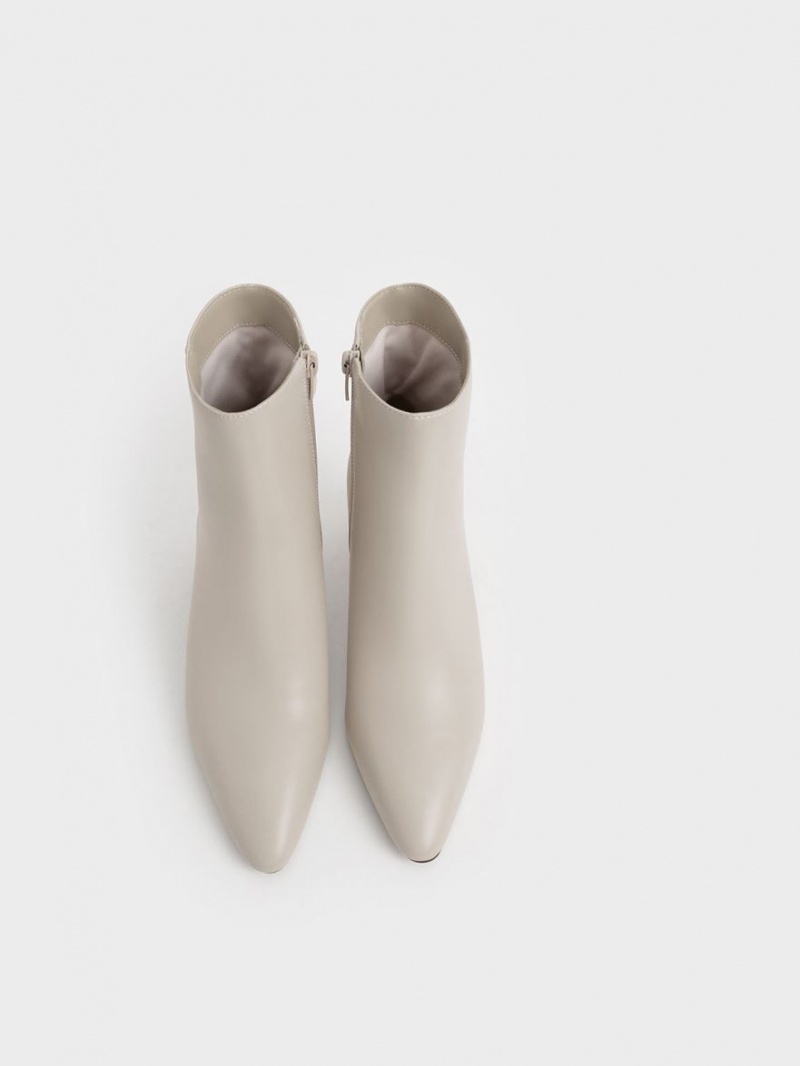 Μποτακια Charles And Keith Metallic Heel γκρι | 90364-VLWQ