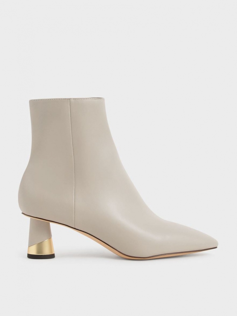 Μποτακια Charles And Keith Metallic Heel γκρι | 90364-VLWQ