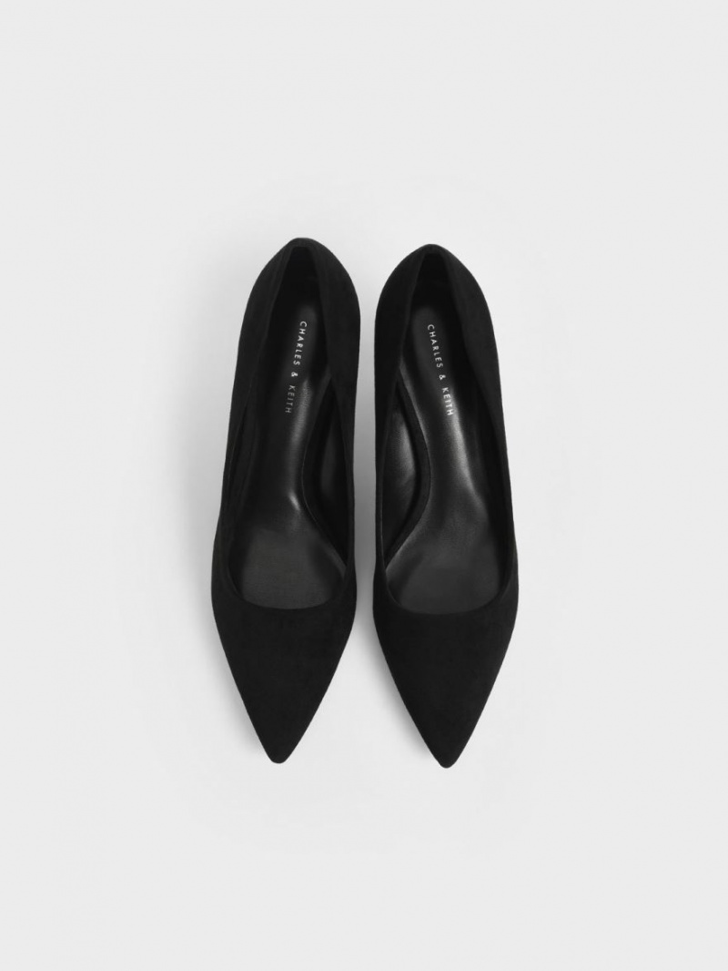 Γοβεσ Charles And Keith Metallic Sculptural Heel Textured μαυρα | 46859-IJNA