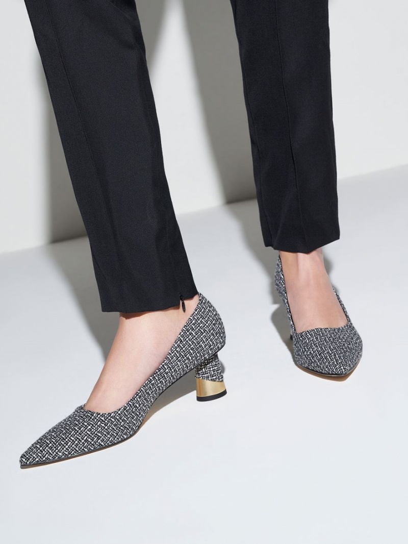 Γοβεσ Charles And Keith Metallic Sculptural Heel Tweed Πολύχρωμο | 34815-NWXK