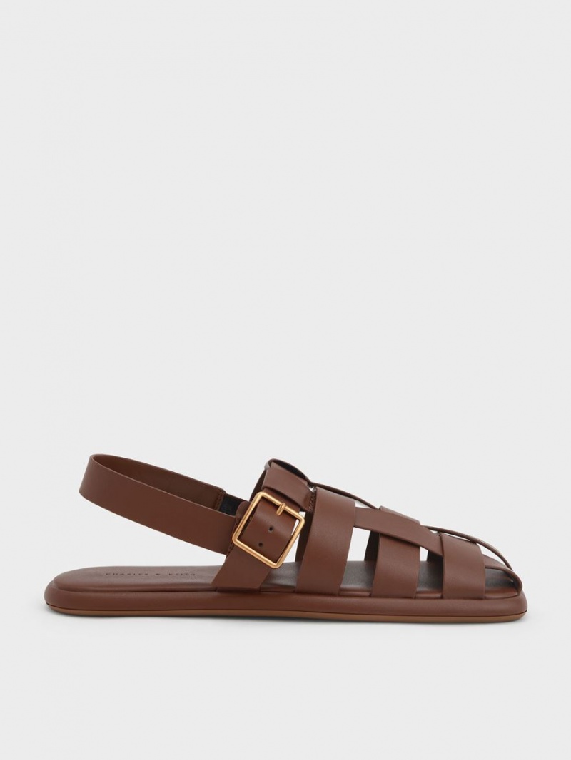 Σανδαλια Charles And Keith Metallic πόρπης Caged Slingback καφε | 71062-KITM