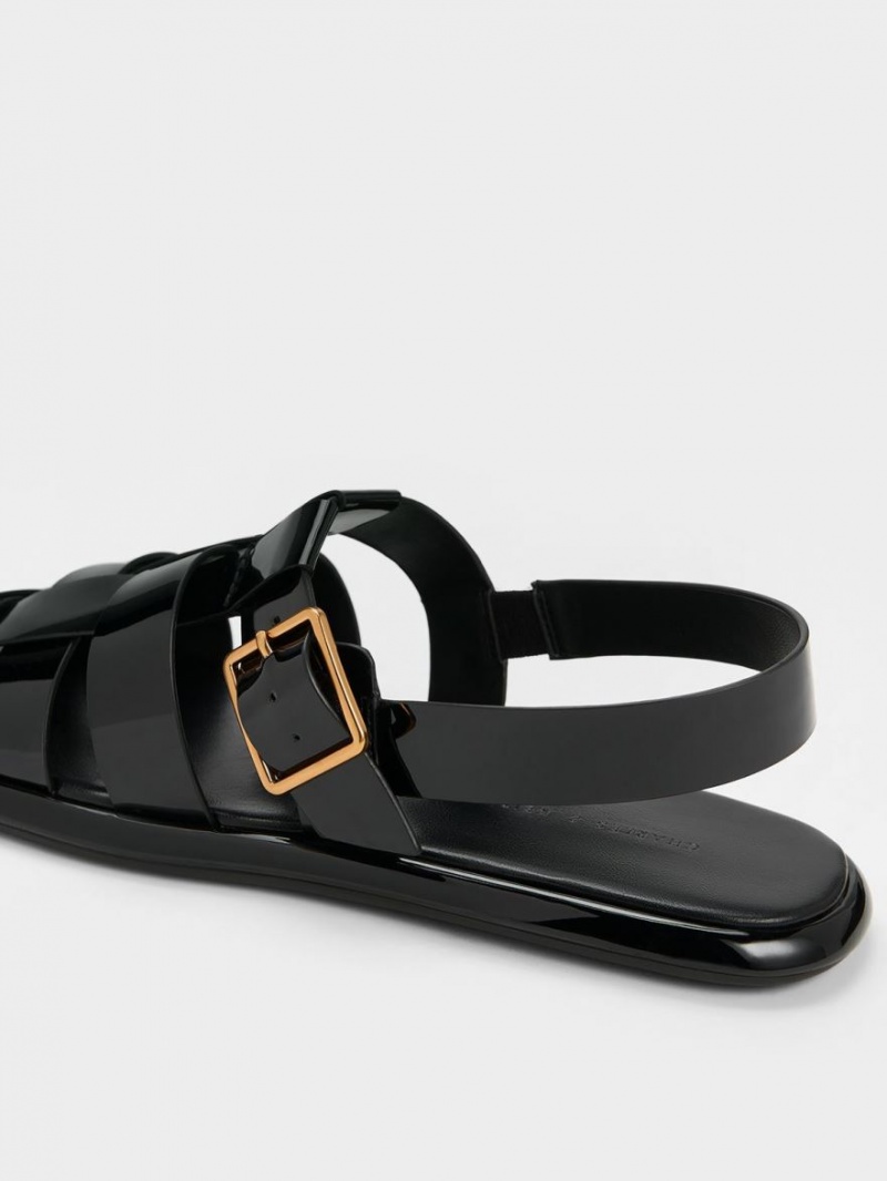 Σανδαλια Charles And Keith Metallic πόρπης Caged λουστρινι Slingback μαυρα | 64752-AGIZ