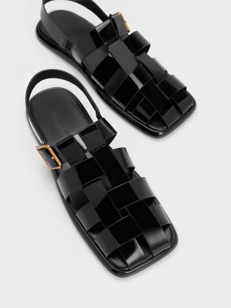 Σανδαλια Charles And Keith Metallic πόρπης Caged λουστρινι Slingback μαυρα | 64752-AGIZ