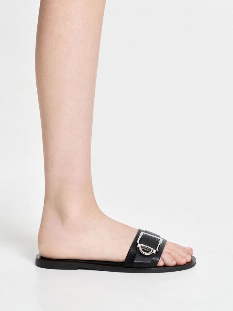 Σαγιοναρεσ Charles And Keith Metallic πόρπης μαυρα | 36945-EOBN