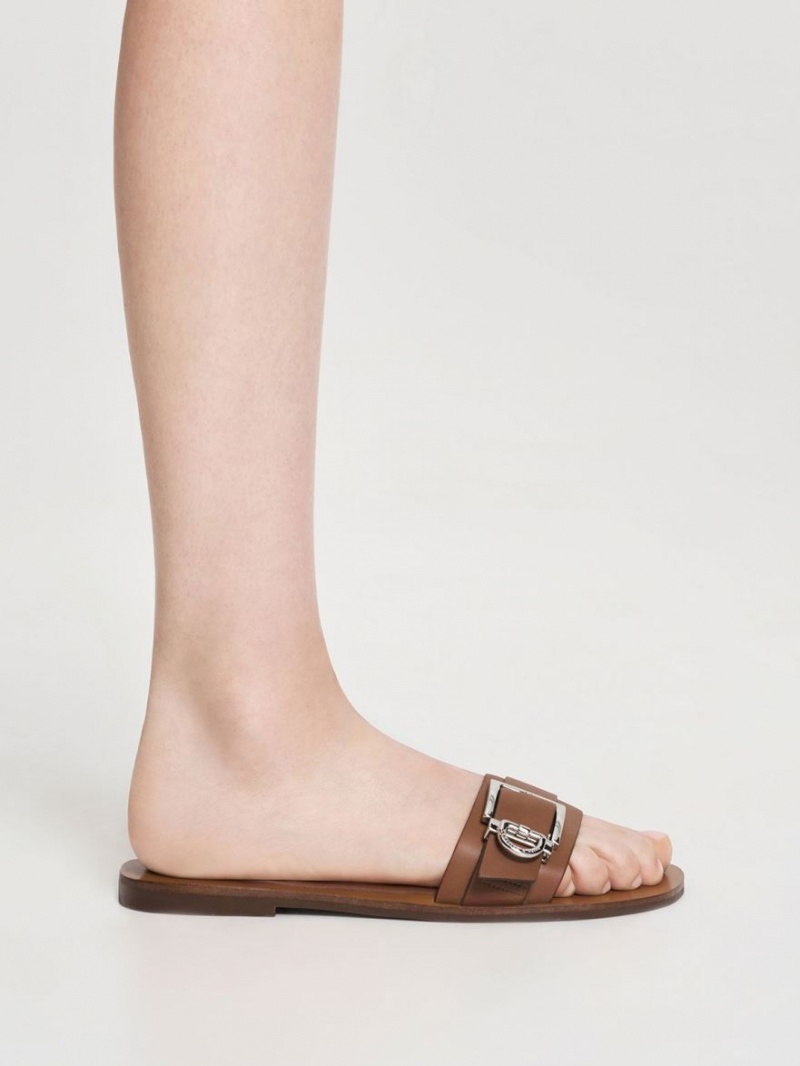 Σαγιοναρεσ Charles And Keith Metallic πόρπης καφε | 47256-FHJU