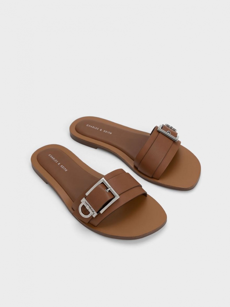 Σαγιοναρεσ Charles And Keith Metallic πόρπης καφε | 47256-FHJU