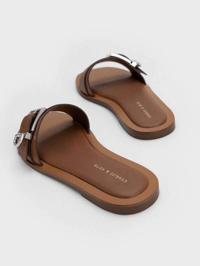 Σαγιοναρεσ Charles And Keith Metallic πόρπης καφε | 47256-FHJU