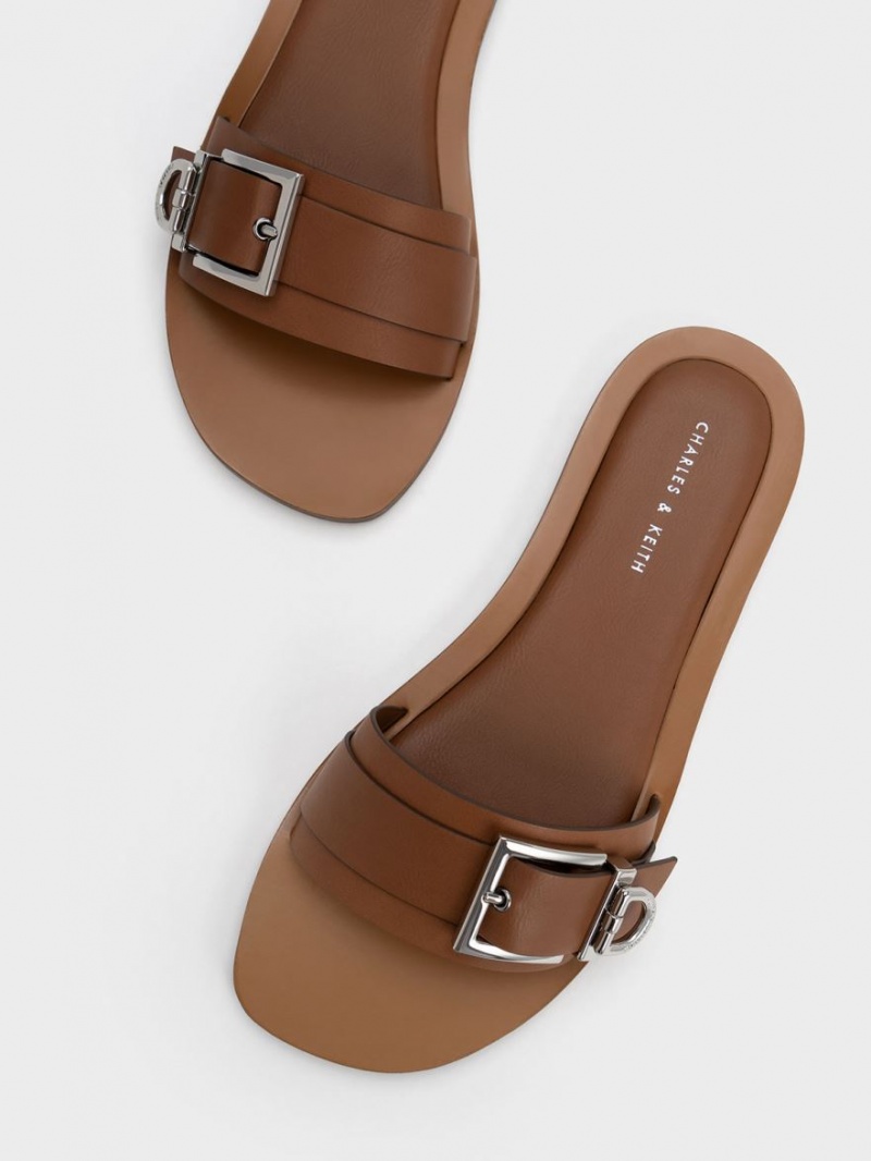 Σαγιοναρεσ Charles And Keith Metallic πόρπης καφε | 47256-FHJU