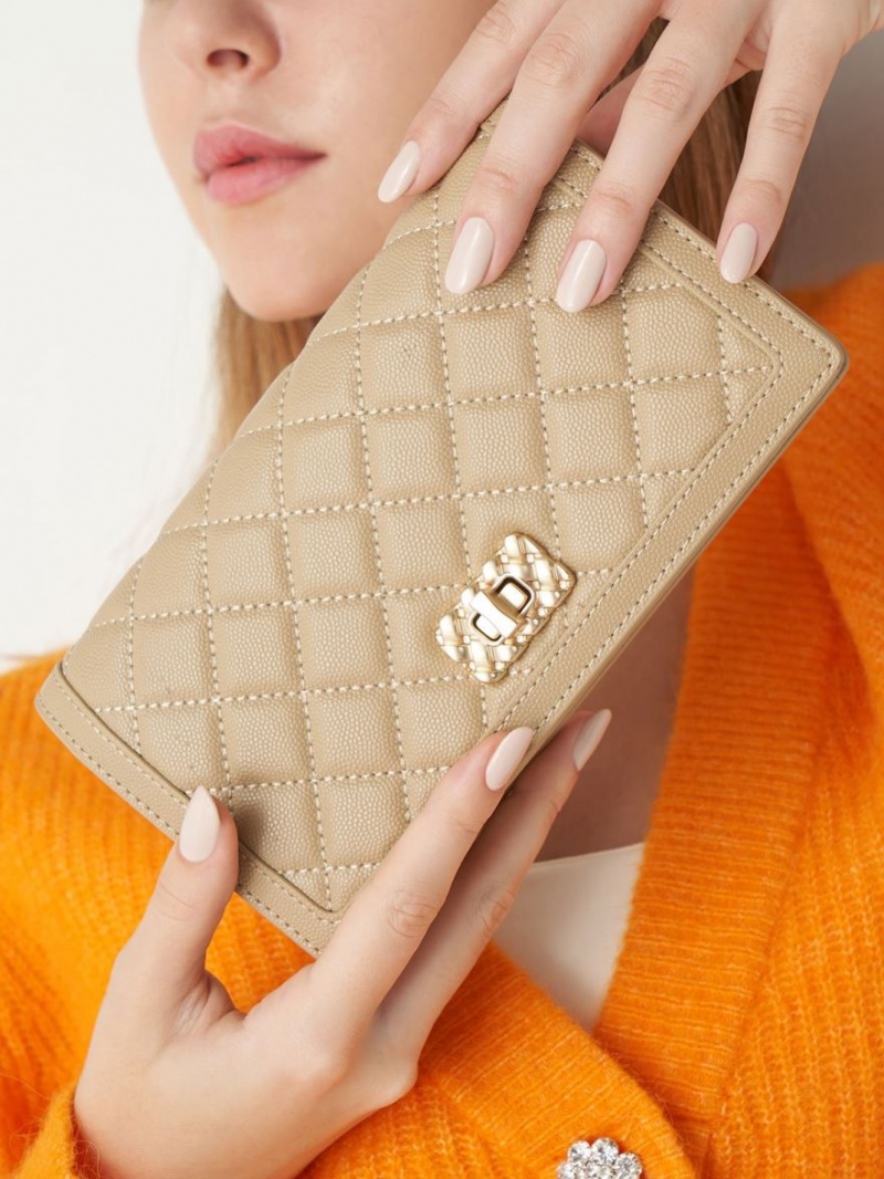 πορτοφολια Charles And Keith Micaela Καπιτονέ Long καφε | 36947-JUKD