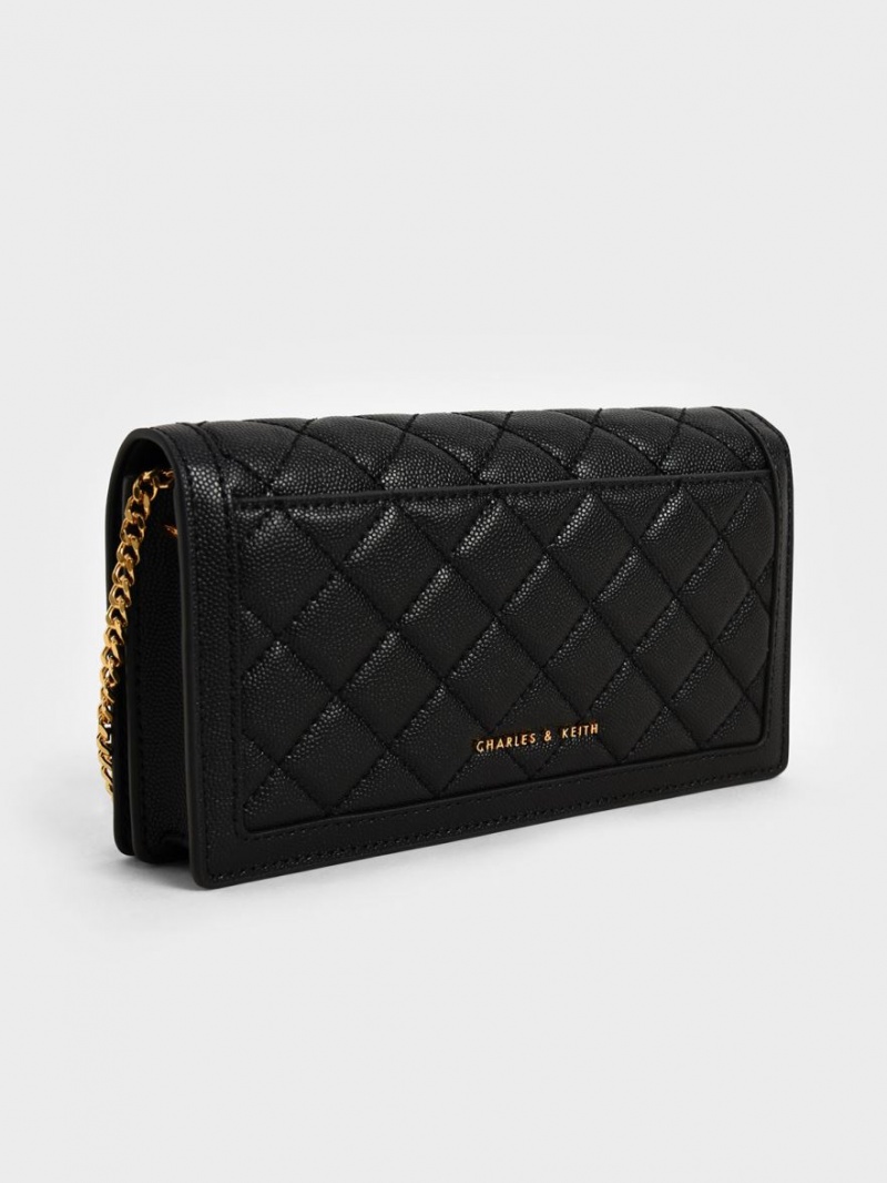 πορτοφολια Charles And Keith Micaela Καπιτονέ Long μαυρα | 78231-WYXS