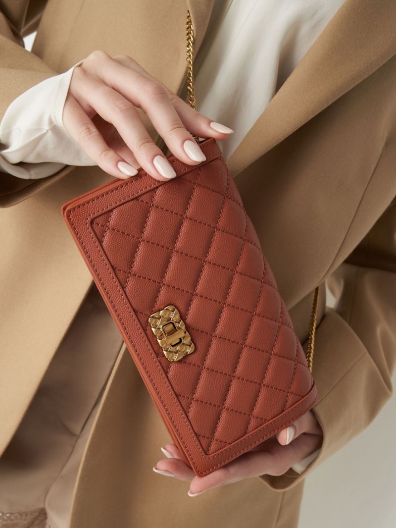 πορτοφολια Charles And Keith Micaela Καπιτονέ Long σκούρο κοκκινα | 86149-VKOI
