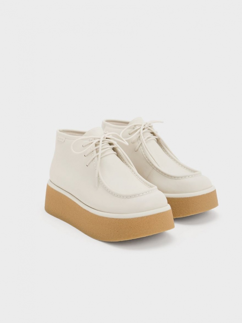 Μποτακια Charles And Keith Molly Flatform κρέμα | 93217-HIXJ
