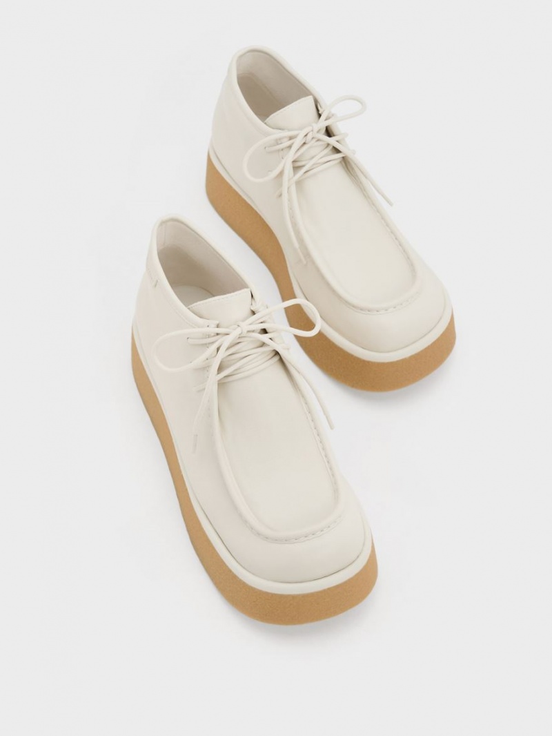 Μποτακια Charles And Keith Molly Flatform κρέμα | 93217-HIXJ
