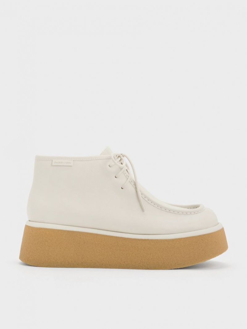 Μποτακια Charles And Keith Molly Flatform κρέμα | 93217-HIXJ
