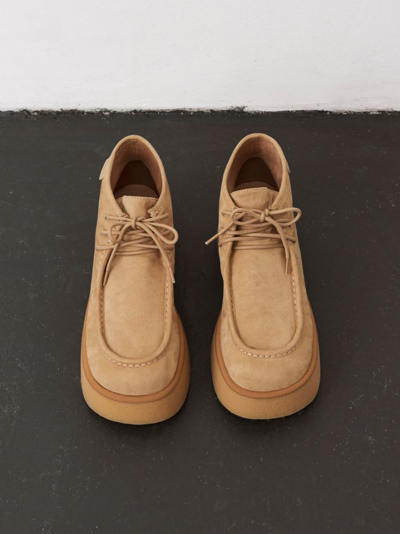 Μποτακια Charles And Keith Molly Textured Flatform καφε | 39028-DHWM