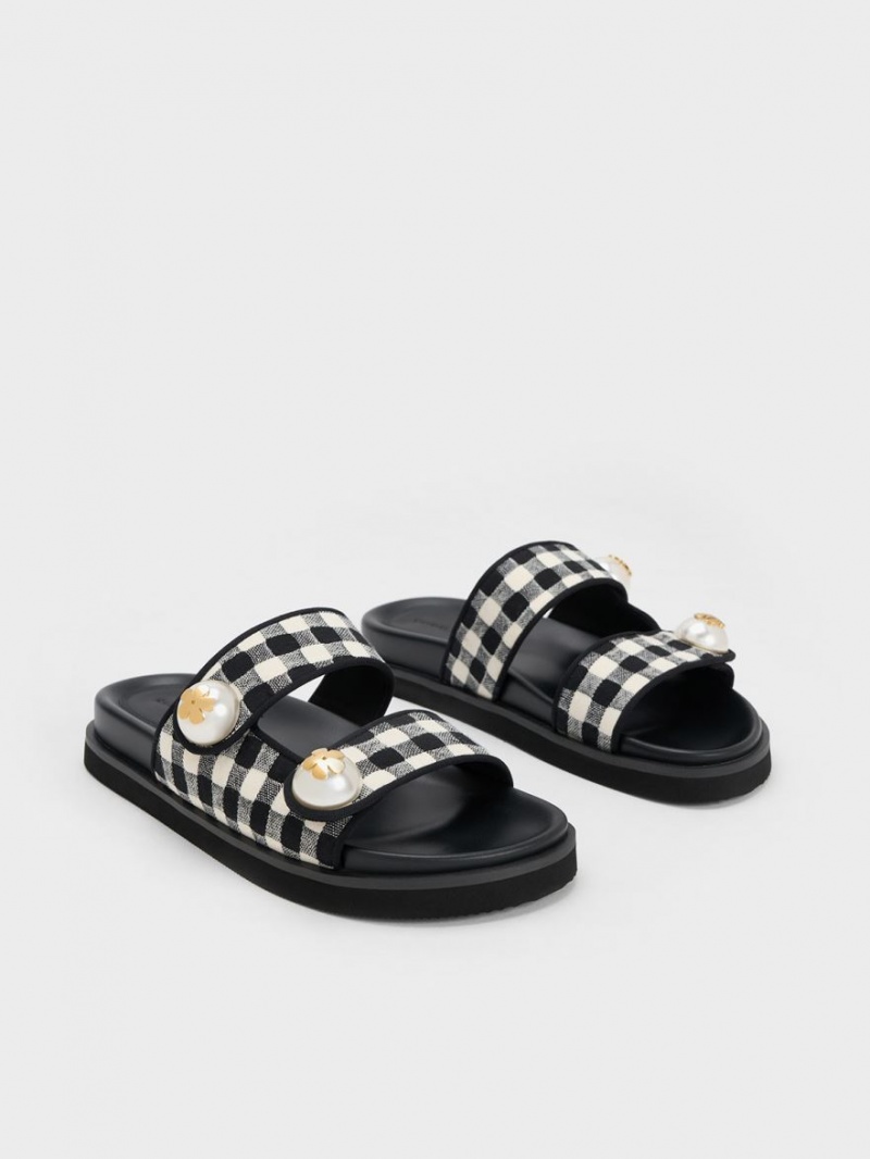 Σαγιοναρεσ Charles And Keith Pearl Embellished Gingham Πολύχρωμο | 32415-ALSJ