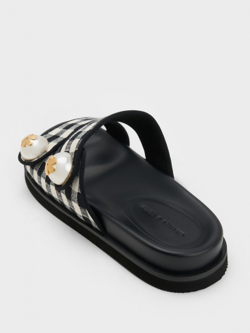 Σαγιοναρεσ Charles And Keith Pearl Embellished Gingham Πολύχρωμο | 32415-ALSJ