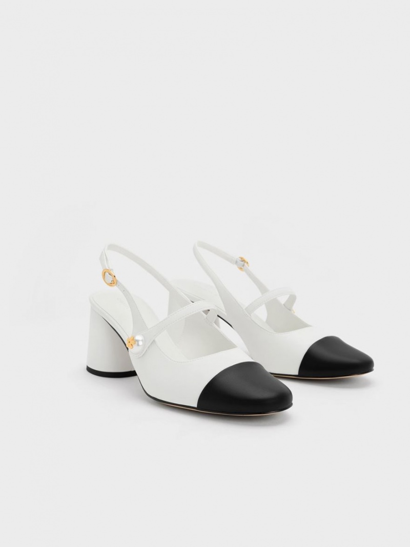 Γοβεσ Charles And Keith Pearl Embellished Slingback ασπρα | 35480-KXID
