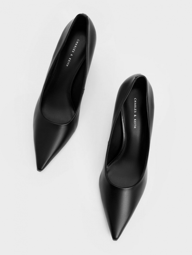 Γοβεσ Charles And Keith Pointed-toe Cylindrical Heel μαυρα | 12965-VBZA