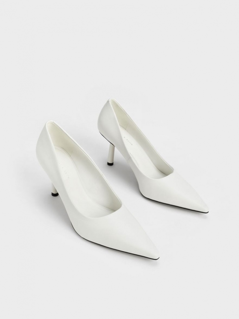 Γοβεσ Charles And Keith Pointed-toe Cylindrical Heel ασπρα | 86125-JINU