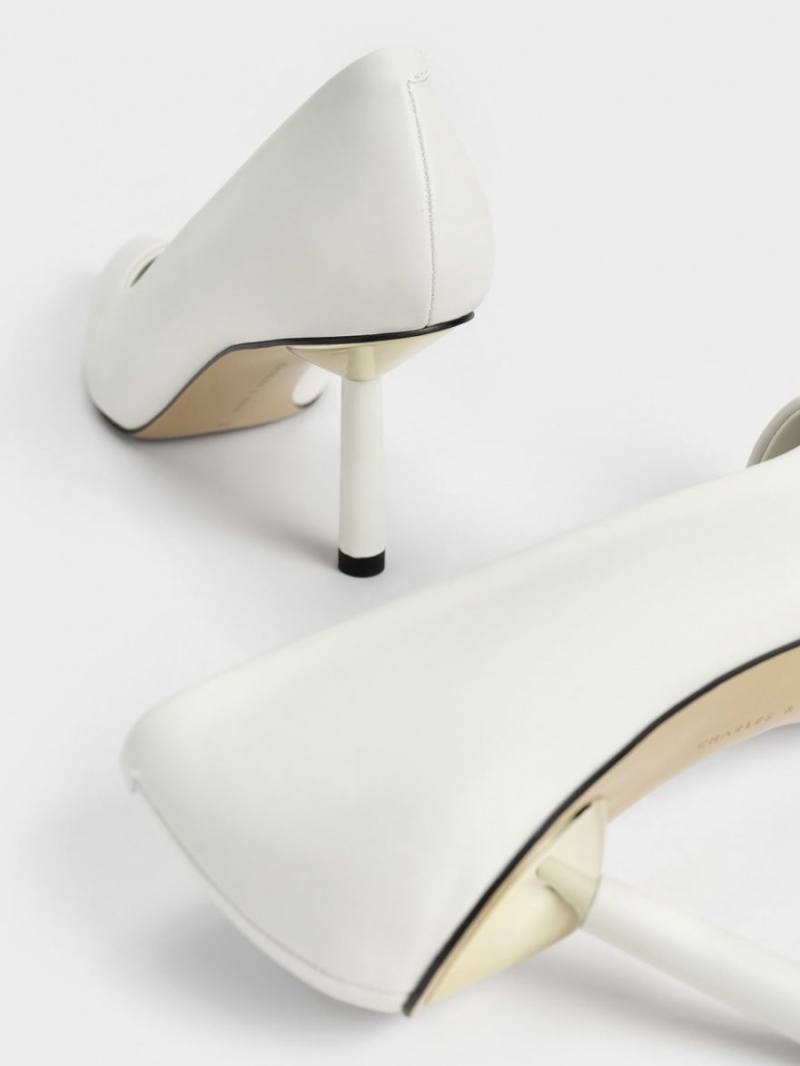 Γοβεσ Charles And Keith Pointed-toe Cylindrical Heel ασπρα | 86125-JINU