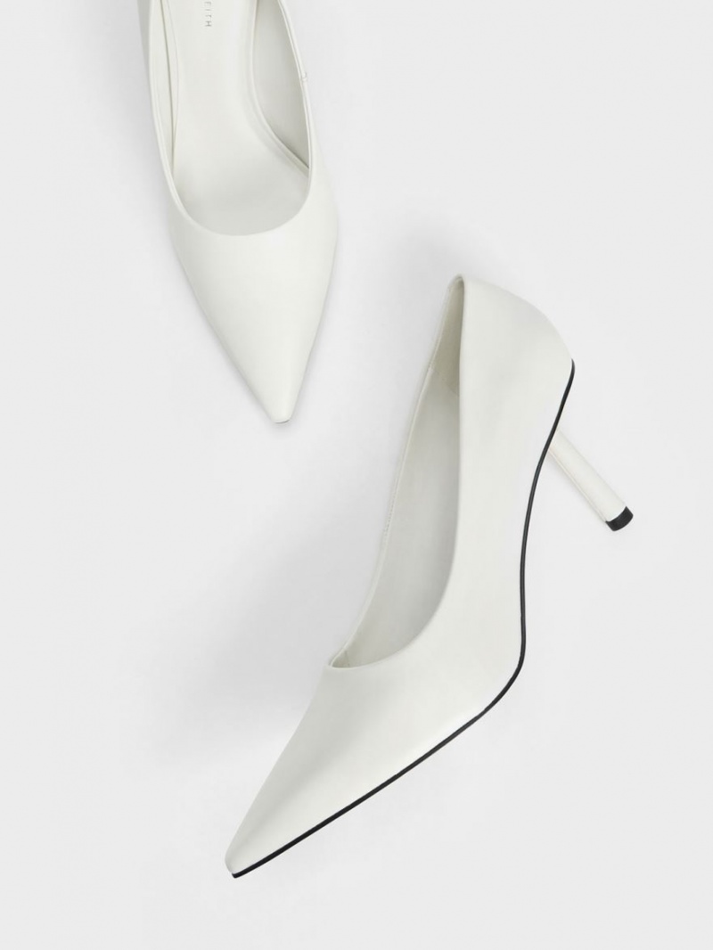 Γοβεσ Charles And Keith Pointed-toe Cylindrical Heel ασπρα | 86125-JINU