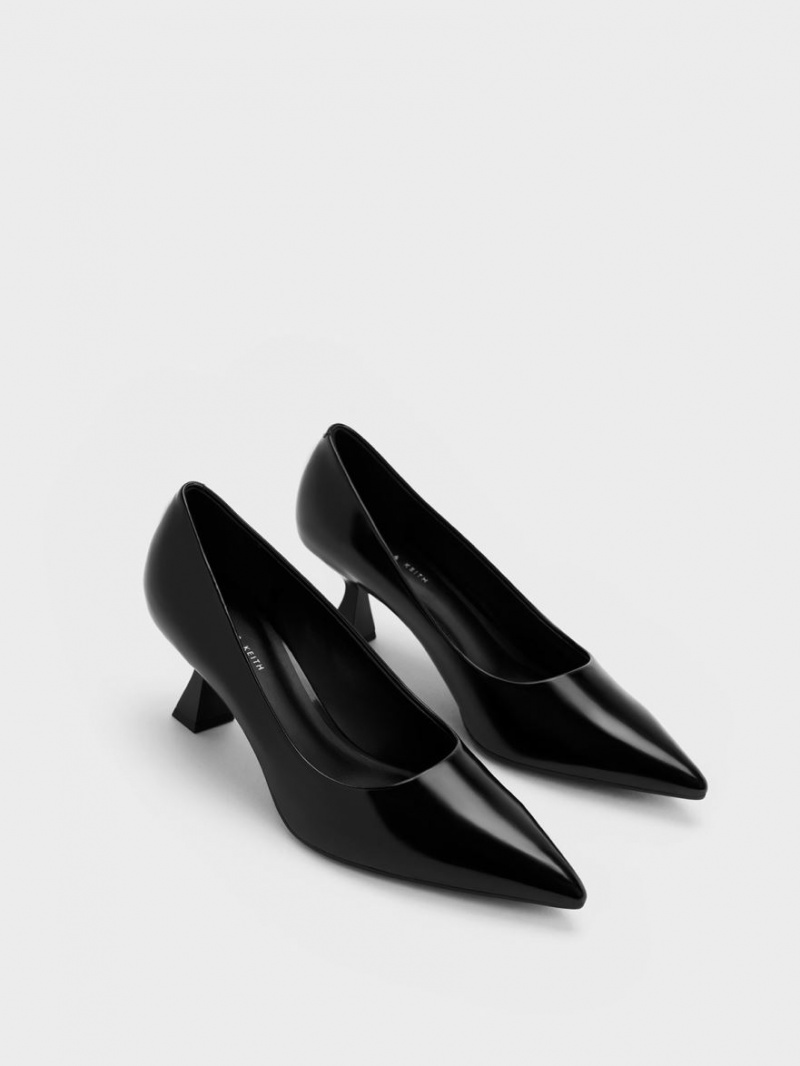 Γοβεσ Charles And Keith Pointed-toe Flare Heel μαυρα | 03692-FEBC