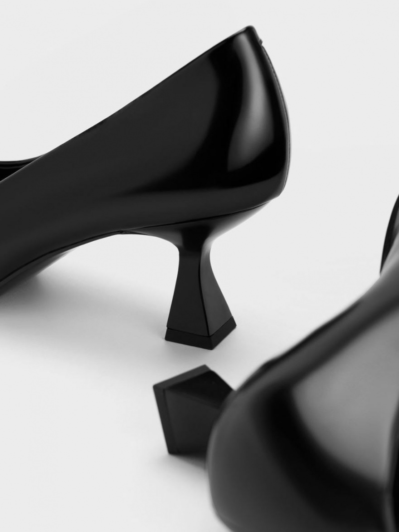 Γοβεσ Charles And Keith Pointed-toe Flare Heel μαυρα | 03692-FEBC