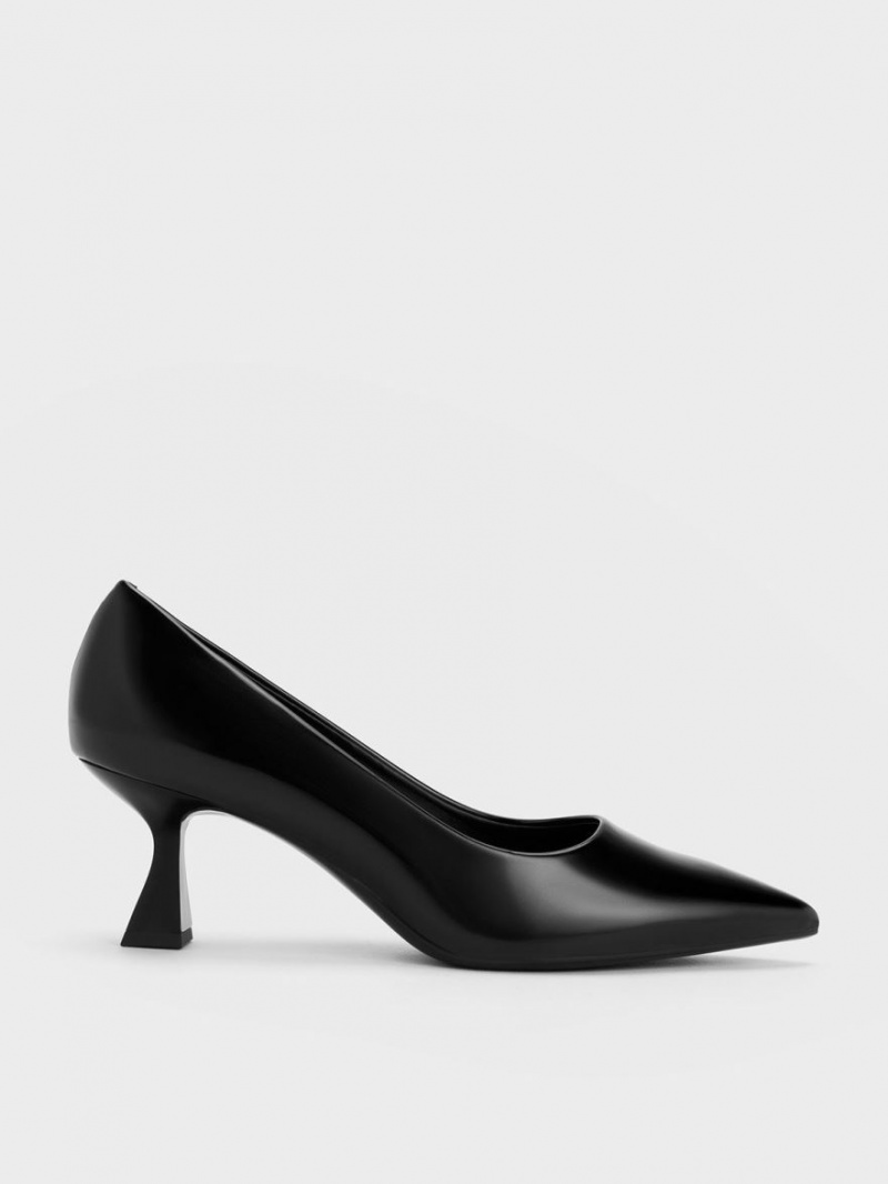 Γοβεσ Charles And Keith Pointed-toe Flare Heel μαυρα | 03692-FEBC