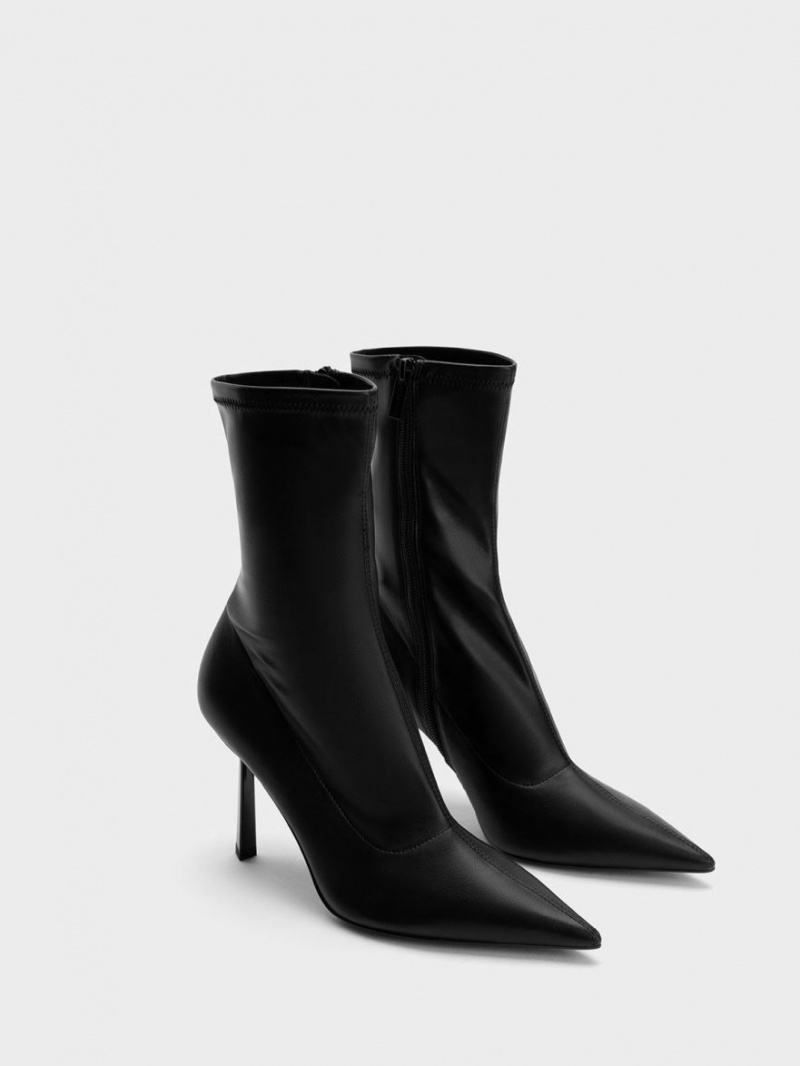 Μποτακια Charles And Keith Pointed-toe Stiletto Heel μαυρα | 83075-MCQW