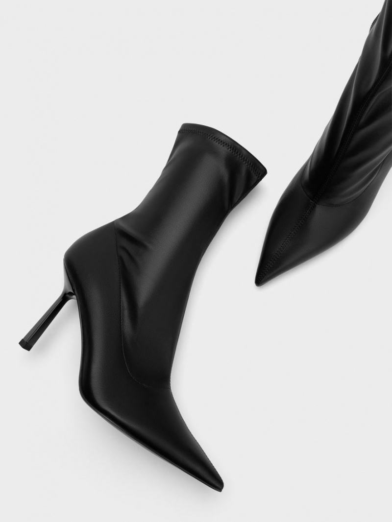 Μποτακια Charles And Keith Pointed-toe Stiletto Heel μαυρα | 83075-MCQW