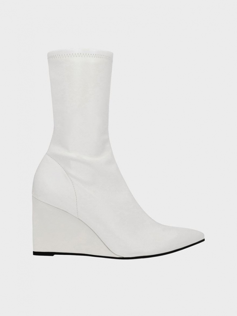 Μποτακια Charles And Keith Pointed-toe Wedge ασπρα | 02436-FDYK
