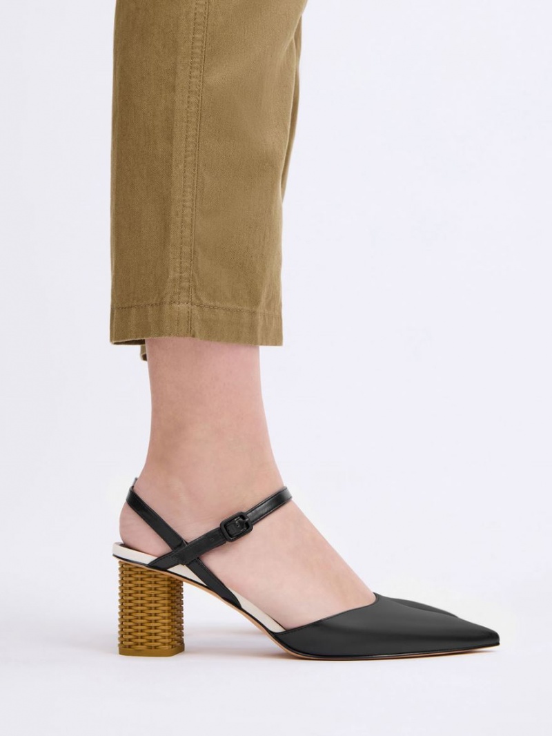 Γοβεσ Charles And Keith Rattan Block Heel μαυρα | 54197-JPYS