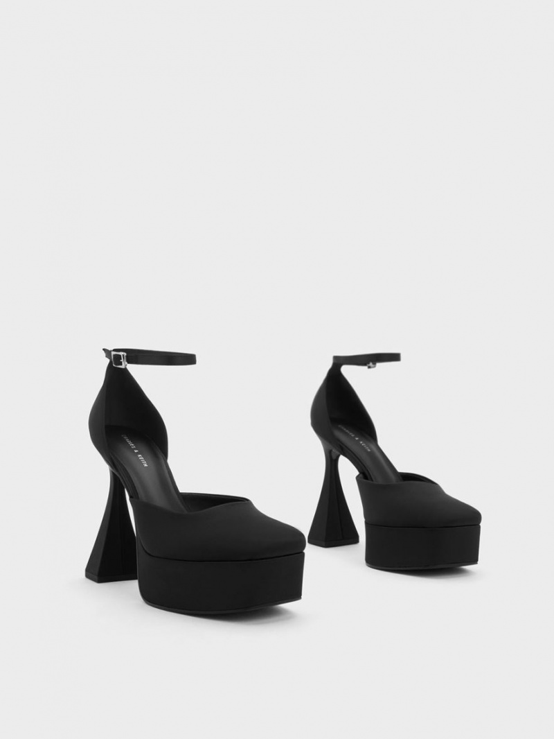 Γοβεσ Charles And Keith Recycled Polyester Flare Heel D'Orsay μαυρα | 67214-WLTH