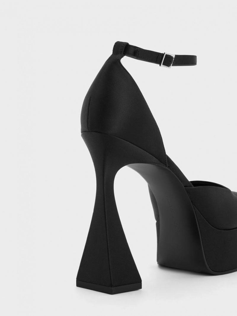 Γοβεσ Charles And Keith Recycled Polyester Flare Heel D'Orsay μαυρα | 67214-WLTH