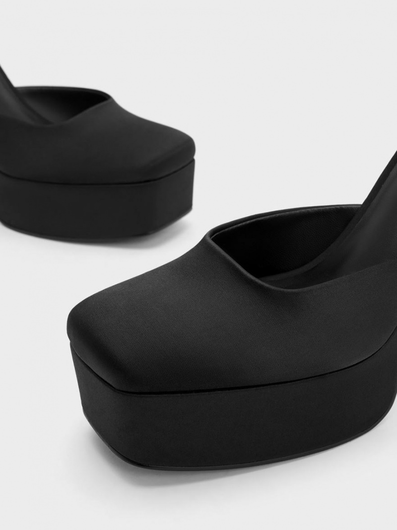Γοβεσ Charles And Keith Recycled Polyester Flare Heel D'Orsay μαυρα | 67214-WLTH