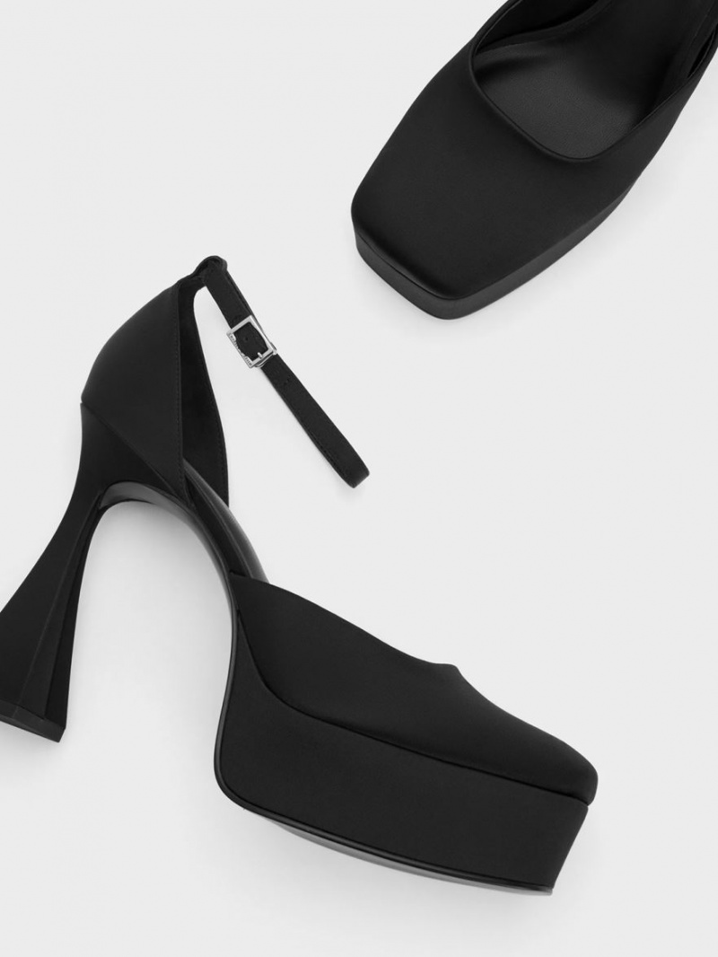 Γοβεσ Charles And Keith Recycled Polyester Flare Heel D'Orsay μαυρα | 67214-WLTH
