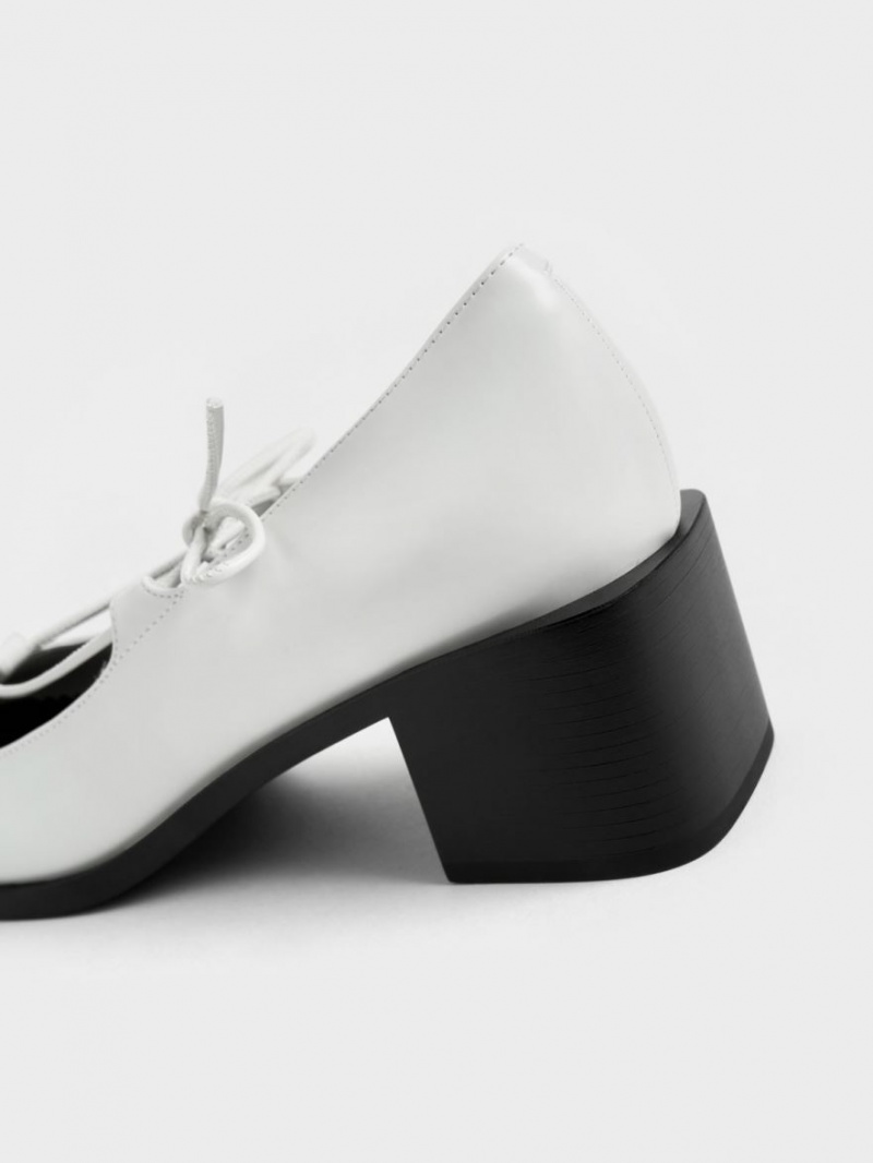 Γοβεσ Charles And Keith Ribbon-Tie Mary Jane ασπρα | 04893-CLVO