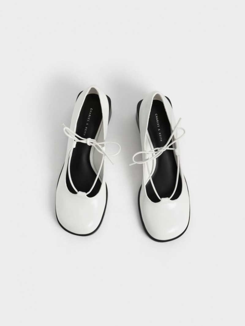 Γοβεσ Charles And Keith Ribbon-Tie Mary Jane ασπρα | 04893-CLVO