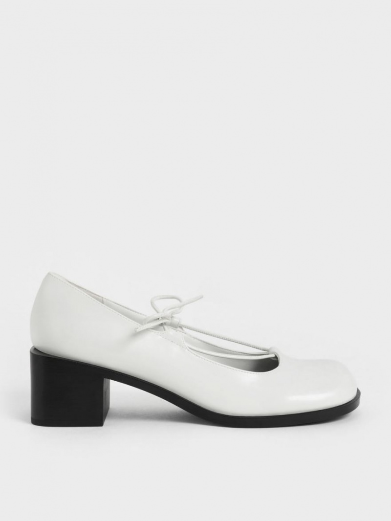 Γοβεσ Charles And Keith Ribbon-Tie Mary Jane ασπρα | 04893-CLVO