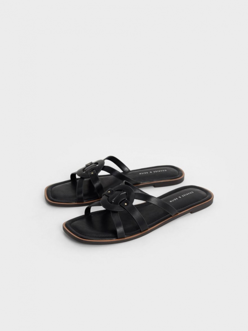 Σαγιοναρεσ Charles And Keith Ring Detail strappy Flats μαυρα | 42730-JOLV
