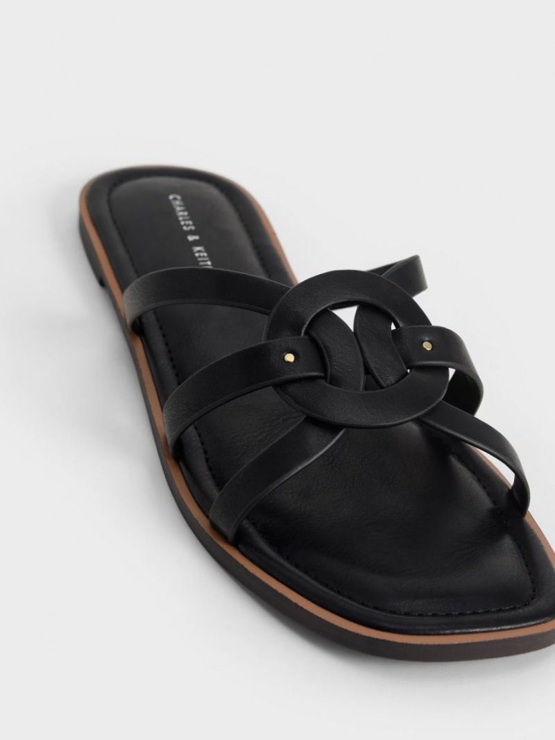 Σαγιοναρεσ Charles And Keith Ring Detail strappy Flats μαυρα | 42730-JOLV