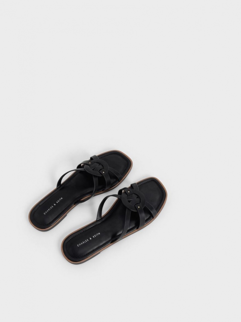 Σαγιοναρεσ Charles And Keith Ring Detail strappy Flats μαυρα | 42730-JOLV
