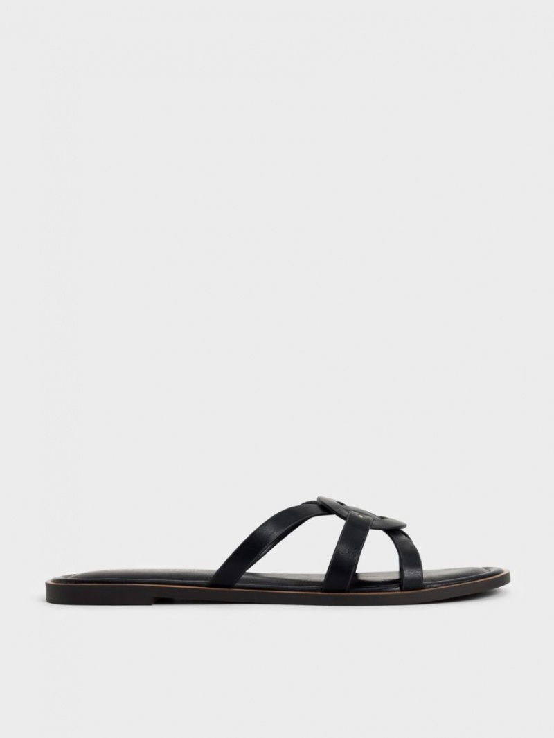 Σαγιοναρεσ Charles And Keith Ring Detail strappy Flats μαυρα | 42730-JOLV