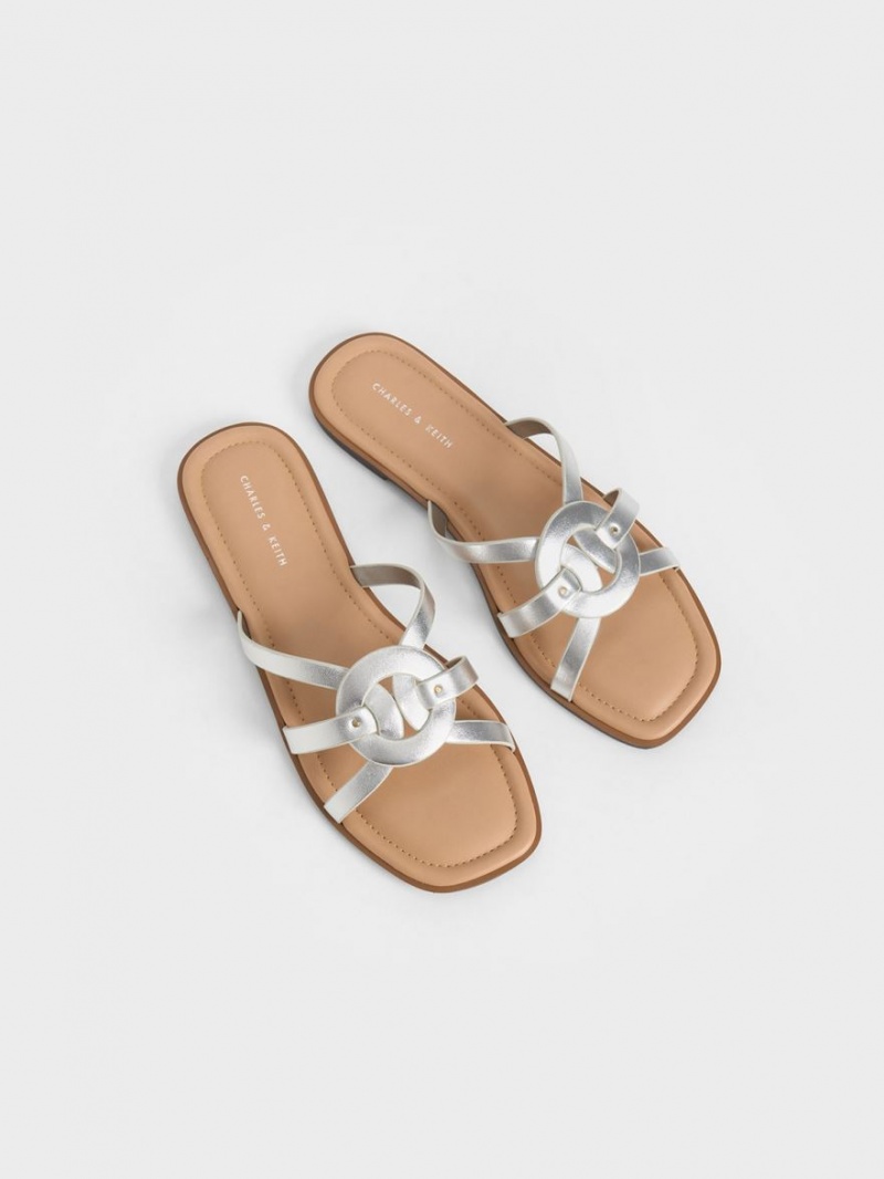 Σαγιοναρεσ Charles And Keith Ring Detail strappy Flats ασημι | 82365-QNYV